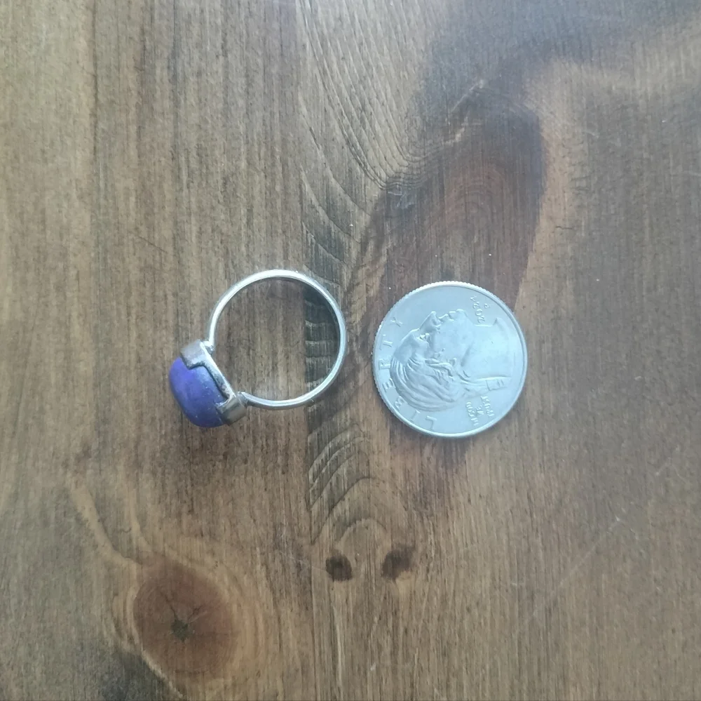Vintage Sterling Native American Lapis Lazuli Large Cabochon Ring